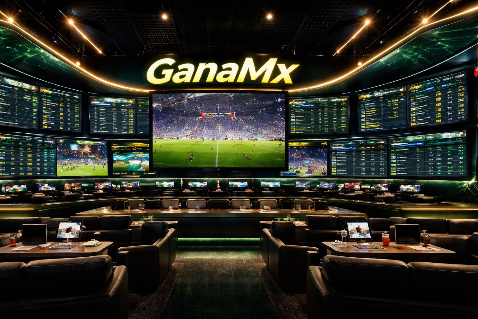 Panel de casa de apuestas GanaMx con mercados deportivos en vivo