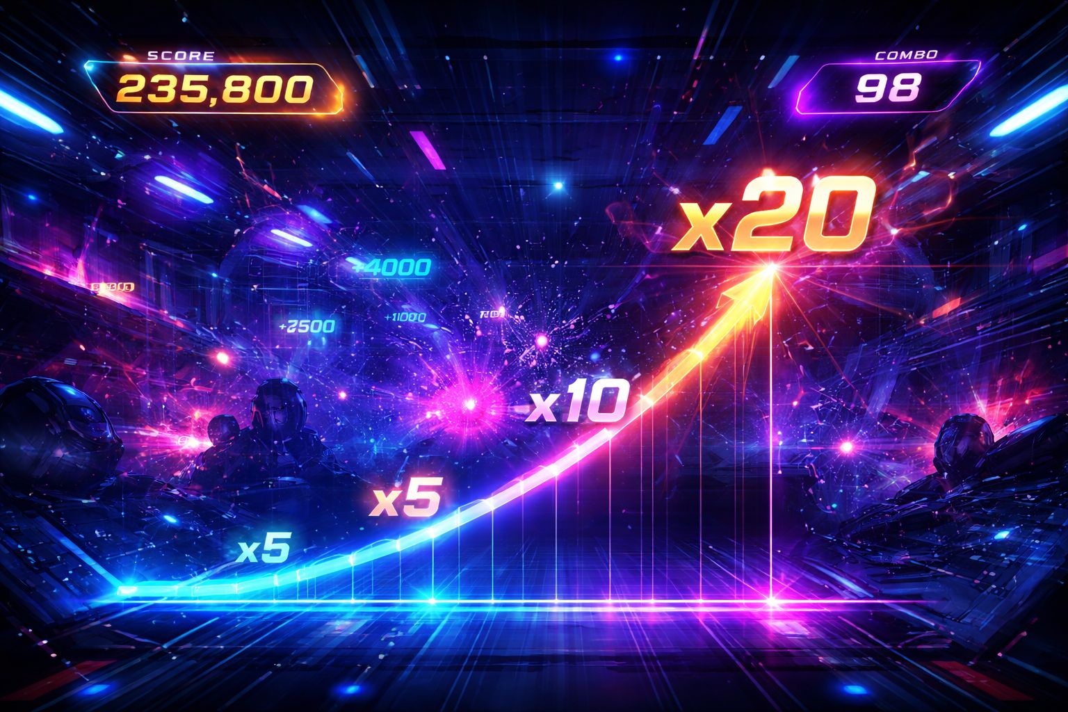 Interfaz de juego de multiplicador rápido en GanaMx mostrando tensión creciente y visuales neón audaces.